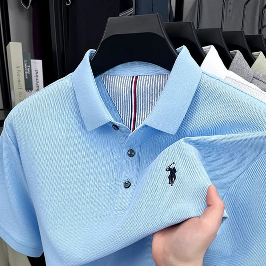100% pure cotton high - end brand men's short sleeve polo shirt summer fashion original pony embroidery golf Paul casual T-shirt - Clothesfassion.store