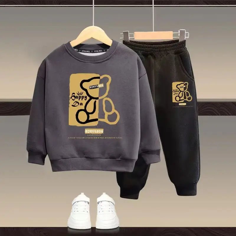Autumn Baby Girls Clothes Set Kid Boy Cartoon Bear Printed Sweatshirt Pullover And Pants 2pcs Suit Children Top Bottom Tracksuit - Clothesfassion.store