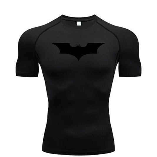 Bat Printed Men's Tight T-Shirt Running Compression Compression T Shirt Gym Fitness Jogging Short Sleeve Male Casual Shirt Tops - Clothesfassion.store