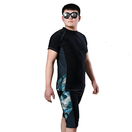 Big Size Men Swimwear Set Swim Shorts Swimming Trunks Two Piece Swimsuit Beach Outfits Rashguard Man Beachwear Sportswear - Clothesfassion.store