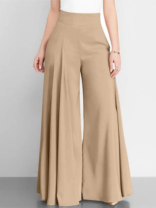 Fashion Women High Waist Wide Leg Pants Spring Autumn Female Elegant Flare Trousers Casual Solid Holiday Loose Long Pant New - Clothesfassion.store