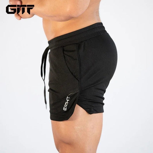 GITF Mens Gym Training Shorts Men Sports Casual Clothing Fitness Workout Running Grid quick - drying compression Shorts Athletics - Clothesfassion.store
