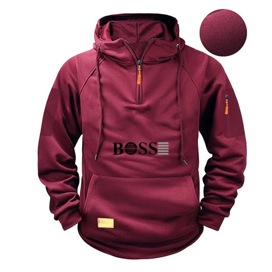 Men's fashionable collar sports long - sleeved sweatshirt, fitness sweatshirt, casual loose sweatshirt, men's pullover - Clothesfassion.store