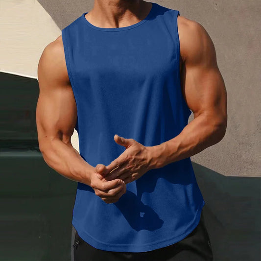Men's Gym Clothing Summer Fitness Cotton Tank Top Men Jogging Bodybuilding Sleeveless Shirt Breathable O - Neck Casual Muscle Vest - Clothesfassion.store