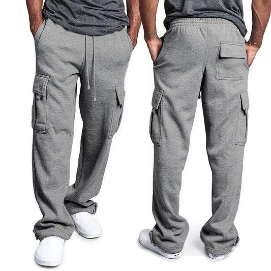 Mens Sweatpants Straight Fit Joggers for Sports and Streetwear Loose Oversized Drawstring Long Pants Men Multi - pocket Pants - Clothesfassion.store