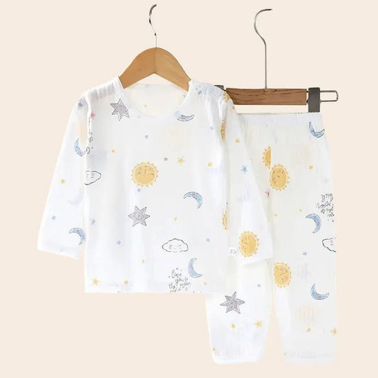 Soft Breathable Cotton Baby Children Pajamas Set Cute Cartoon Long Sleeve Home Sleepwear Set for 0 - 5 Years Old - Clothesfassion.store