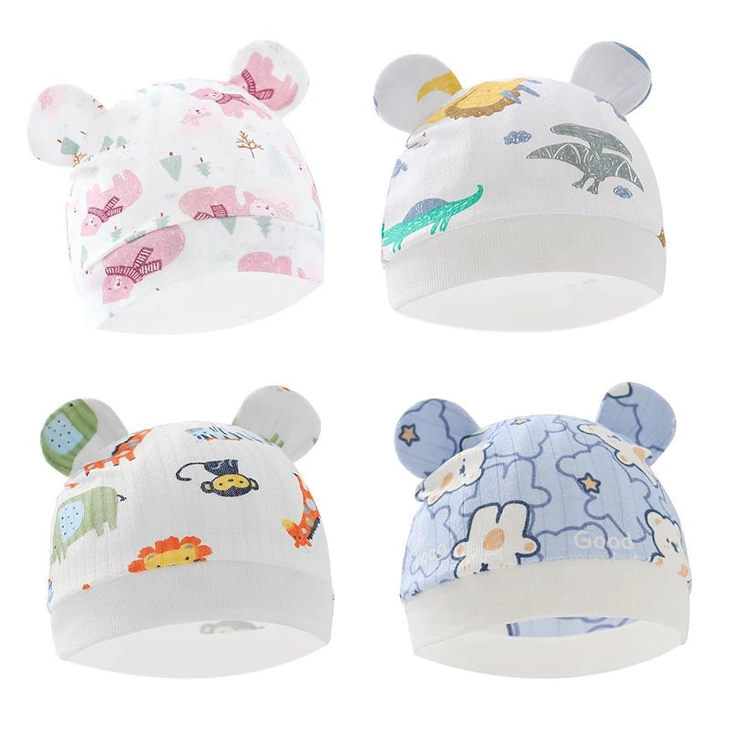 0 - 6Mouths Newborn Fetal Hat Cute Cartoon Baby Bear Beanies Spring Autumn Pure Cotton Pullover Cap Boys Girls Kids Warm Bonnet - Clothesfassion.store