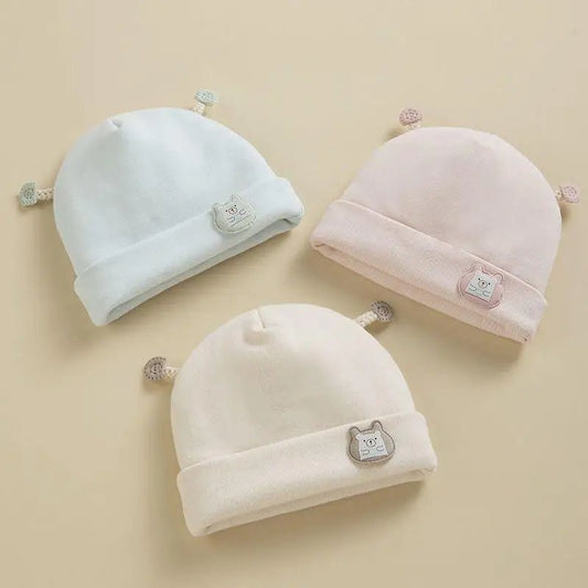 0 - 6Mouths Newborn Fetal Hat Cute Cartoon Baby Bear Beanies Spring Autumn Pure Cotton Pullover Cap Boys Girls Kids Warm Bonnet - Clothesfassion.store
