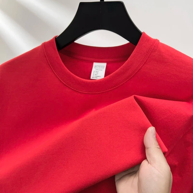 100% pure cotton summer high - end brand men's short sleeve round neck fashionable style half sleeved top breathable T-shirt - Clothesfassion.store