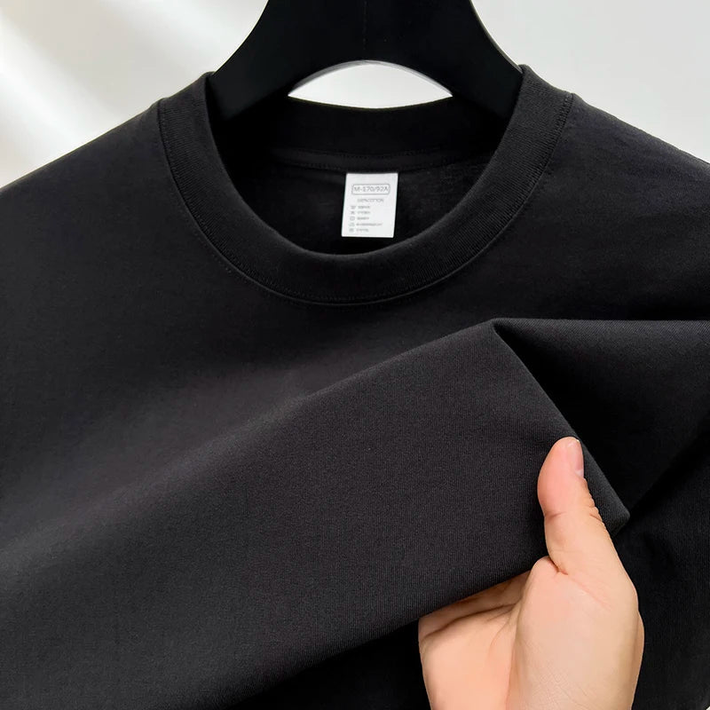 100% pure cotton summer high - end brand men's short sleeve round neck fashionable style half sleeved top breathable T-shirt - Clothesfassion.store