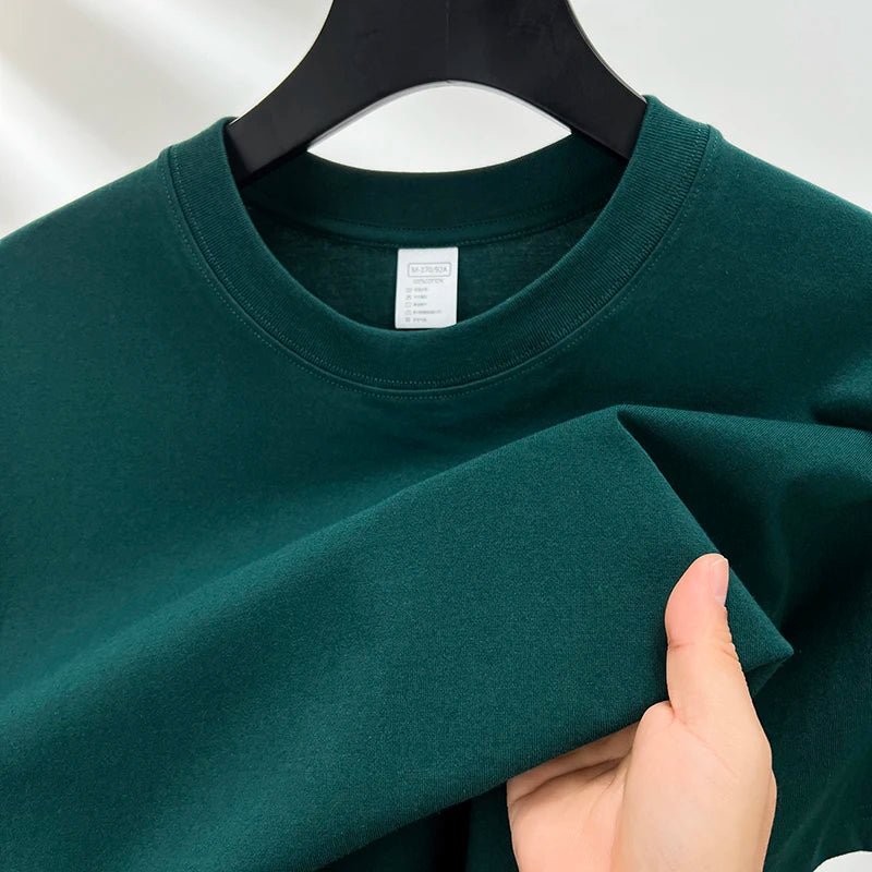 100% pure cotton summer high - end brand men's short sleeve round neck fashionable style half sleeved top breathable T-shirt - Clothesfassion.store