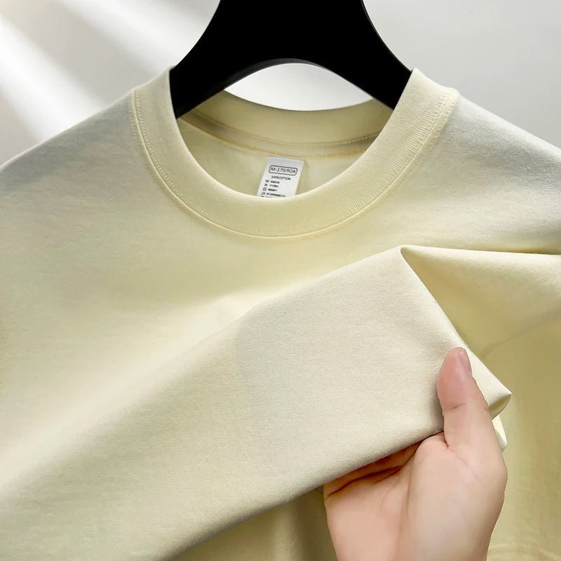 100% pure cotton summer high - end brand men's short sleeve round neck fashionable style half sleeved top breathable T-shirt - Clothesfassion.store
