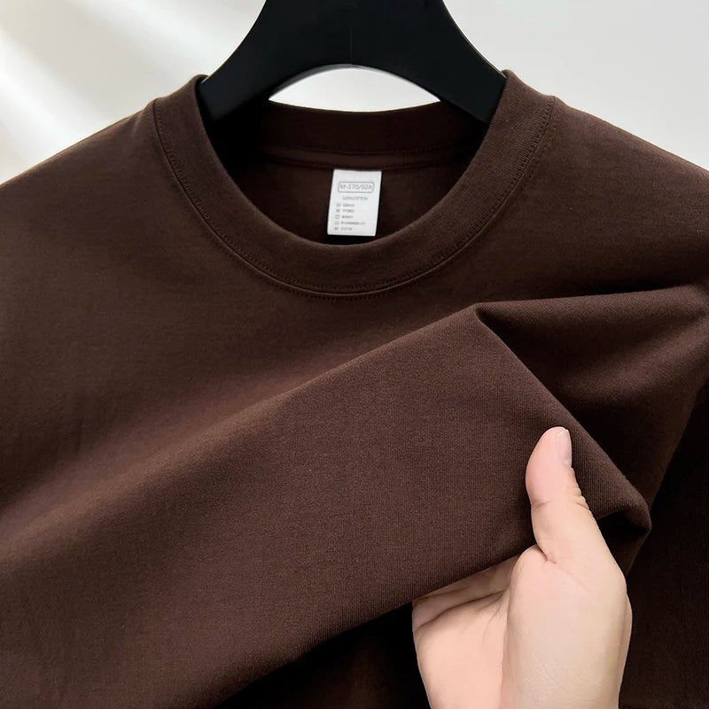 100% pure cotton summer high - end brand men's short sleeve round neck fashionable style half sleeved top breathable T-shirt - Clothesfassion.store