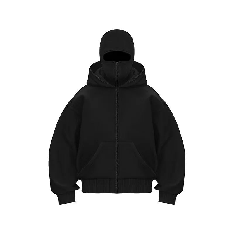 2025 Autumn and Winter New Men's and Women's Casual Sportswear With Hooded Mask Design, Sporty and Fashionable Plus Size Hoodie - Clothesfassion.store