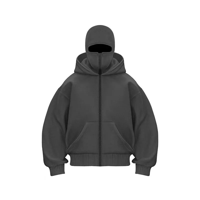 2025 Autumn and Winter New Men's and Women's Casual Sportswear With Hooded Mask Design, Sporty and Fashionable Plus Size Hoodie - Clothesfassion.store