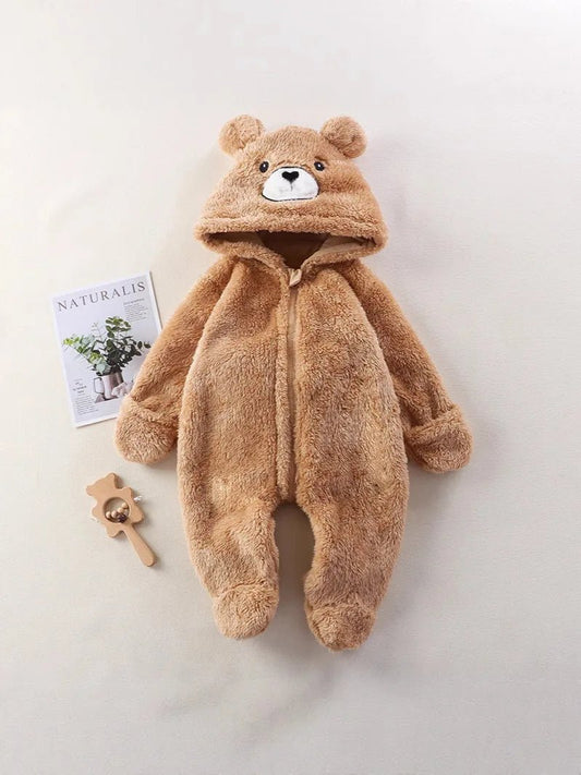 2025 Autumn Winter Baby Romper Cartoon Fluffy Panda Rabbit Bear Jumpsuit Boys Girls Soft Warm Cotton Outwear Clothes - Clothesfassion.store