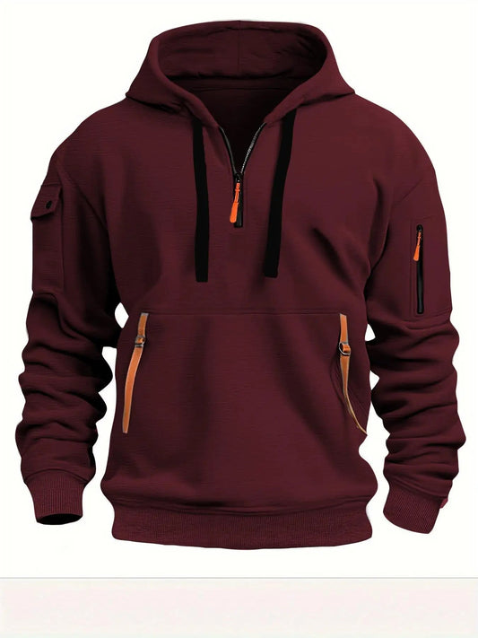 2025 New Multi Pocket Zipper Fleece Hooded Casual Shirt for Men and Women Plus Size Loose Pullover Fashion Sweatshirt top - Clothesfassion.store