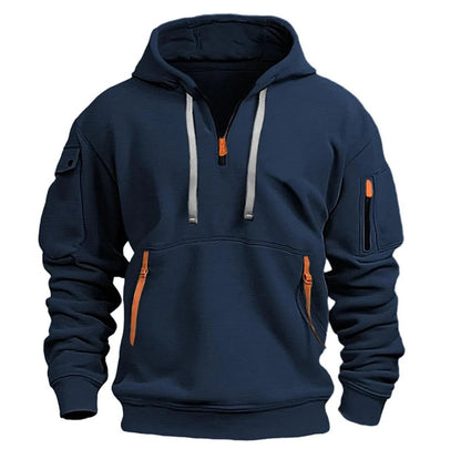2025 New Multi Pocket Zipper Fleece Hooded Casual Shirt for Men and Women Plus Size Loose Pullover Fashion Sweatshirt top - Clothesfassion.store