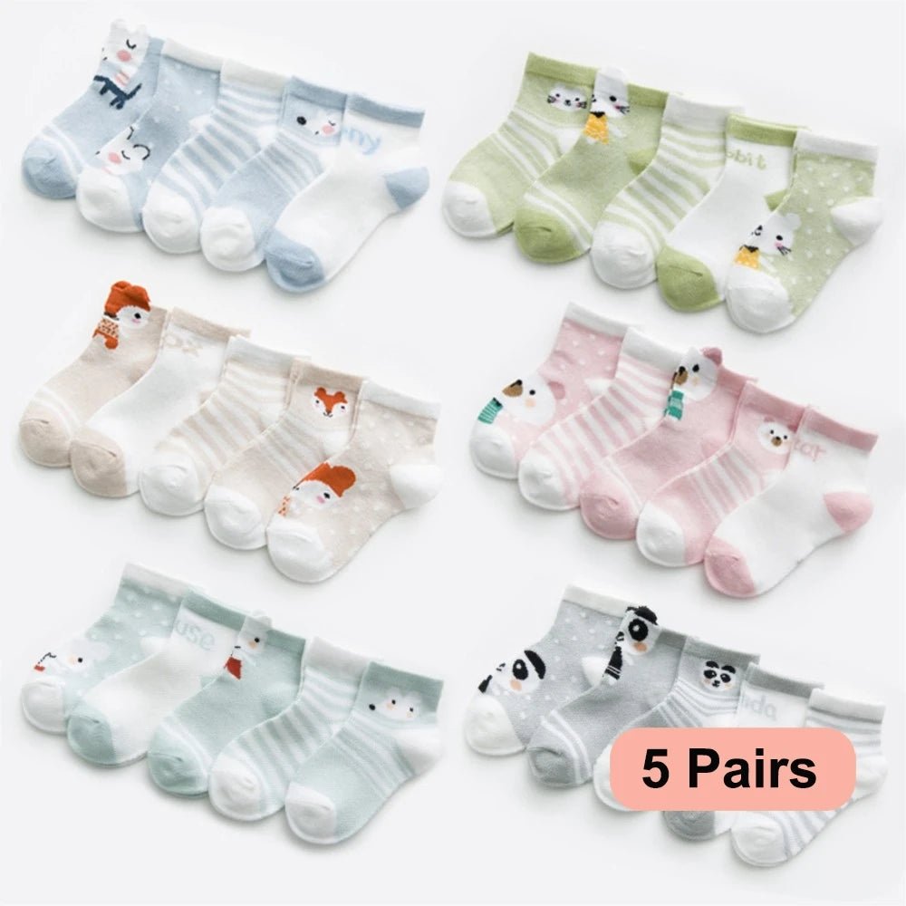 5Pairs/lot 0 - 2Y Infant Baby Socks Baby Socks for Girls Cotton Mesh Cute Newborn Boy Toddler Socks Baby Clothes Accessories - Clothesfassion.store