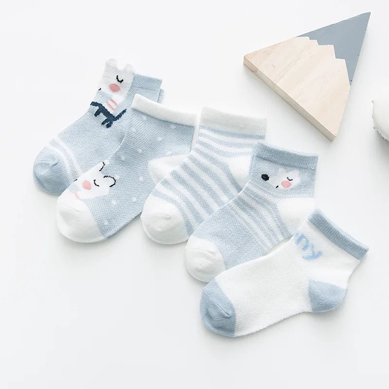 5Pairs/lot 0 - 2Y Infant Baby Socks Baby Socks for Girls Cotton Mesh Cute Newborn Boy Toddler Socks Baby Clothes Accessories - Clothesfassion.store