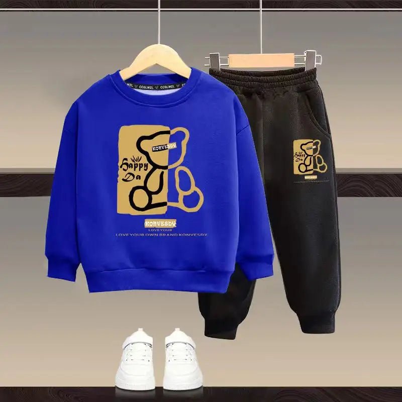 Autumn Baby Girls Clothes Set Kid Boy Cartoon Bear Printed Sweatshirt Pullover And Pants 2pcs Suit Children Top Bottom Tracksuit - Clothesfassion.store