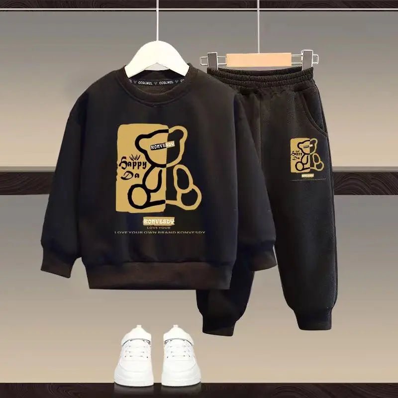 Autumn Baby Girls Clothes Set Kid Boy Cartoon Bear Printed Sweatshirt Pullover And Pants 2pcs Suit Children Top Bottom Tracksuit - Clothesfassion.store