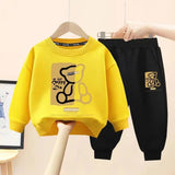 Autumn Baby Girls Clothes Set Kid Boy Cartoon Bear Printed Sweatshirt Pullover And Pants 2pcs Suit Children Top Bottom Tracksuit - Clothesfassion.store