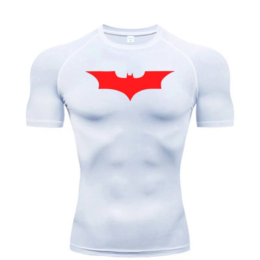Bat Printed Men's Tight T-Shirt Running Compression Compression T Shirt Gym Fitness Jogging Short Sleeve Male Casual Shirt Tops - Clothesfassion.store