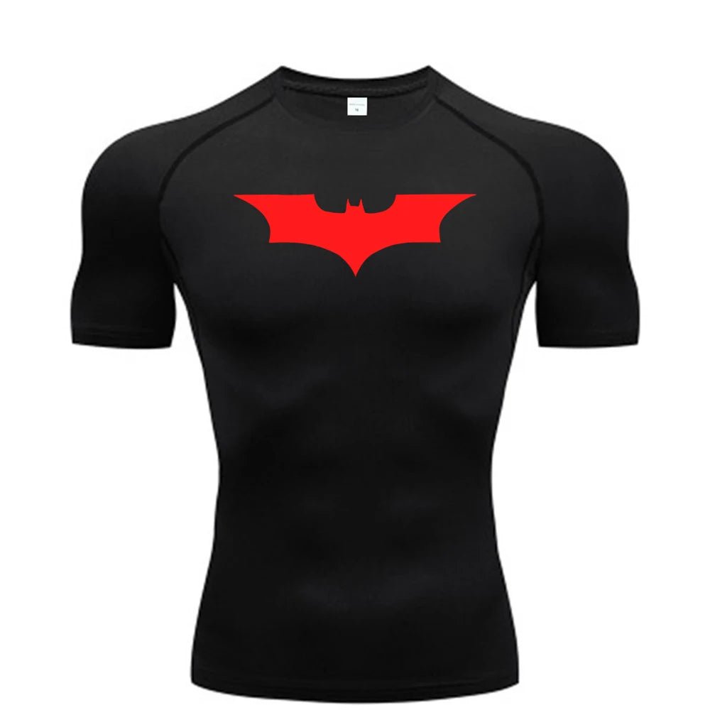 Bat Printed Men's Tight T-Shirt Running Compression Compression T Shirt Gym Fitness Jogging Short Sleeve Male Casual Shirt Tops - Clothesfassion.store