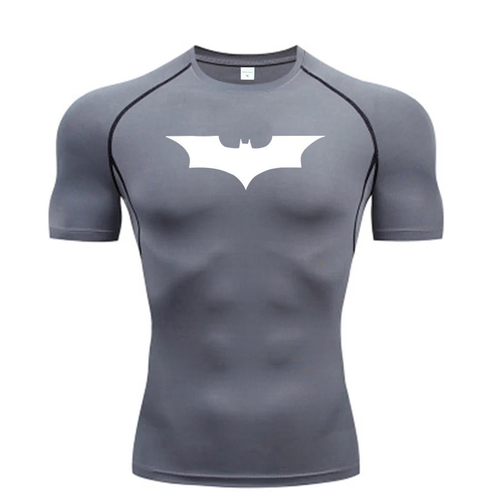 Bat Printed Men's Tight T-Shirt Running Compression Compression T Shirt Gym Fitness Jogging Short Sleeve Male Casual Shirt Tops - Clothesfassion.store