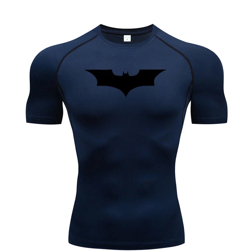 Bat Printed Men's Tight T-Shirt Running Compression Compression T Shirt Gym Fitness Jogging Short Sleeve Male Casual Shirt Tops - Clothesfassion.store