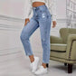 Casual Washed Ripped Jeans for Women Spring and Summer New Fashion Straight Nine Minutes of Pants Women - Clothesfassion.store