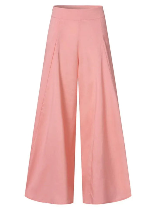 Fashion Women High Waist Wide Leg Pants Spring Autumn Female Elegant Flare Trousers Casual Solid Holiday Loose Long Pant New - Clothesfassion.store