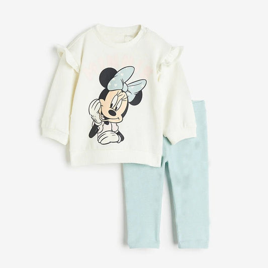 Girls Minnie Sweatshirt Solid Color Pants Two - piece Set Casual Sports Costume Child New Long Sleeve Outfits Lovely Tops+Pants - Clothesfassion.store