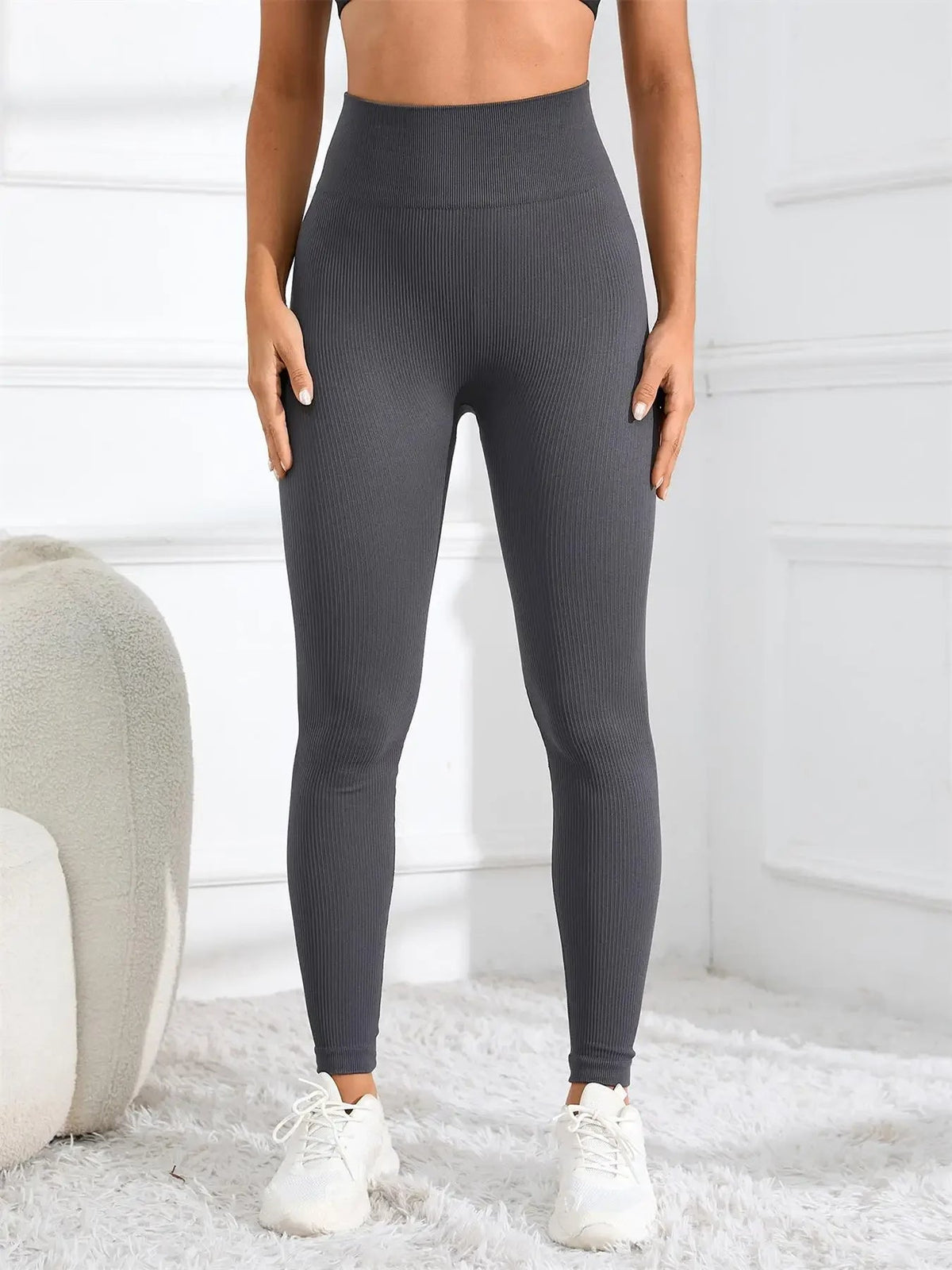 High Waisted Seamless Yoga Leggings, Ribbed Sportswear Tights, Fitness Apparel for Women, Gym and Casual Wear For Fall & Winter - Clothesfassion.store