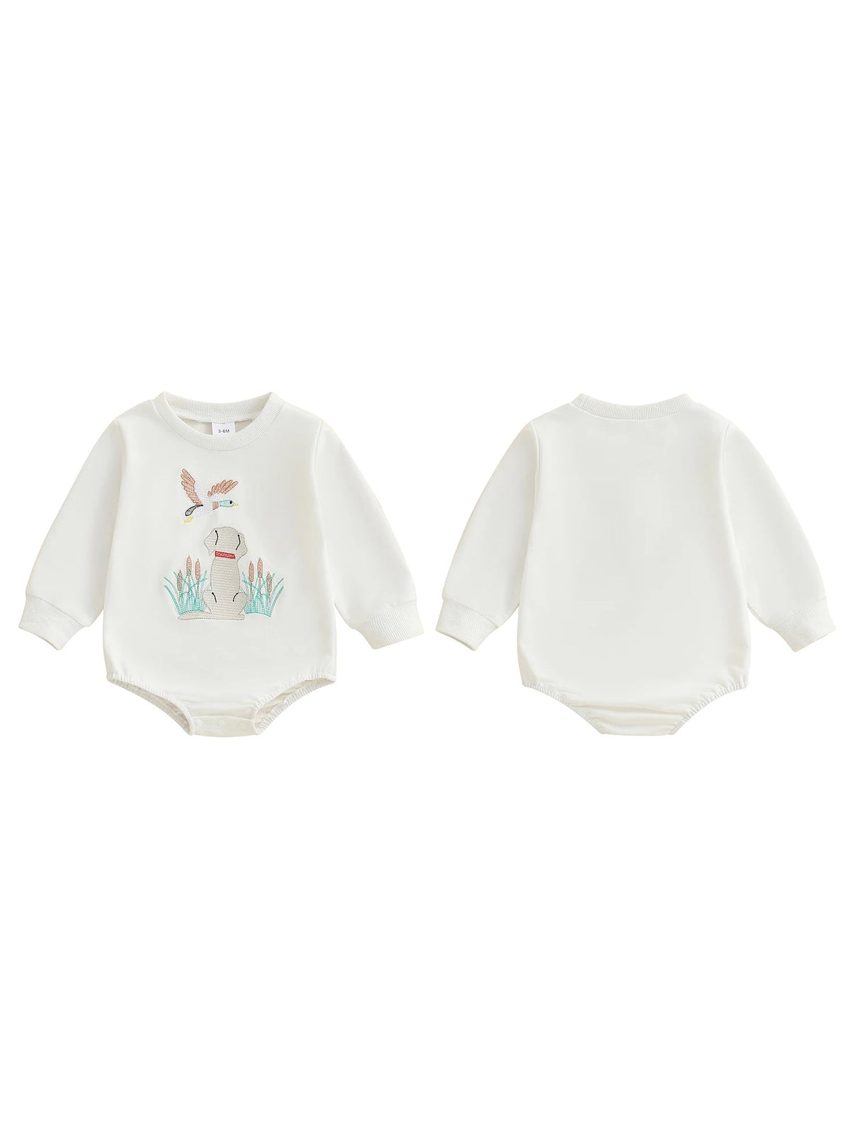 Infant Boys Fall Overalls with Long Sleeves and Crew Neck Featuring Adorable Duck Embroidery on Sweatshirt Style Romper - Clothesfassion.store