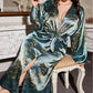 Large Size Women Long Robe Home Clothes New Print Cherry Kimono Bathrobe Gown Loose Silk Rayon Sleepwear Loungewear 3XL 4XL 5XL - Clothesfassion.store