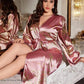 Large Size Women Long Robe Home Clothes New Print Cherry Kimono Bathrobe Gown Loose Silk Rayon Sleepwear Loungewear 3XL 4XL 5XL - Clothesfassion.store