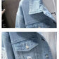 Men Denim Jacket 2025 Ripped Hole Single Breasted Coats Spliced Outerwear Jackets Pockets Casual Loose Washed Distressed - Clothesfassion.store