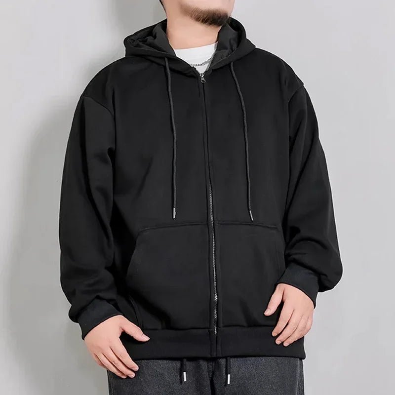 Men Plus Size 6XL 7XL Zip Up Hoodies Large Man Autumn Winter Hoodie Sweatshirt Jacket Big and Tall Mens Clothes - Clothesfassion.store