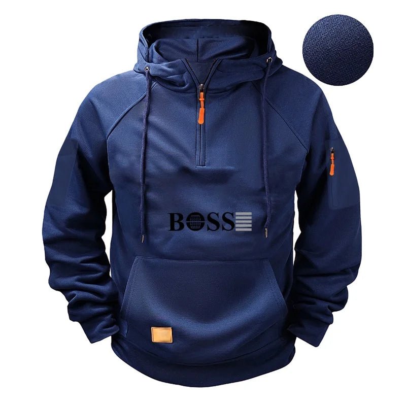 Men's fashionable collar sports long - sleeved sweatshirt, fitness sweatshirt, casual loose sweatshirt, men's pullover - Clothesfassion.store