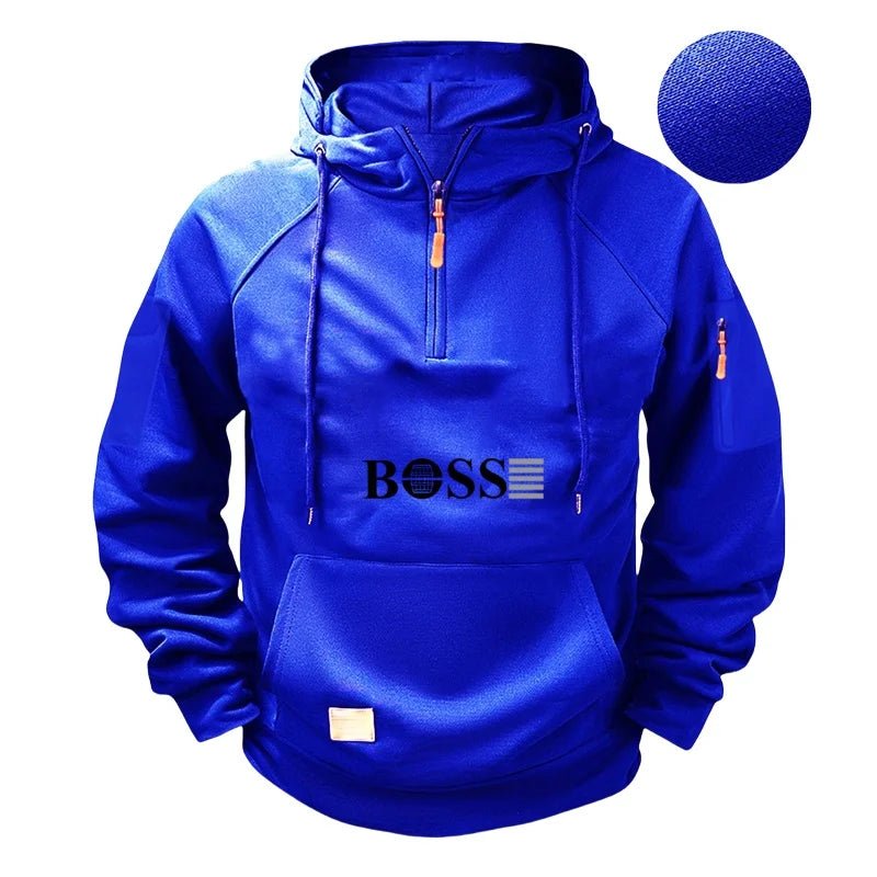 Men's fashionable collar sports long - sleeved sweatshirt, fitness sweatshirt, casual loose sweatshirt, men's pullover - Clothesfassion.store