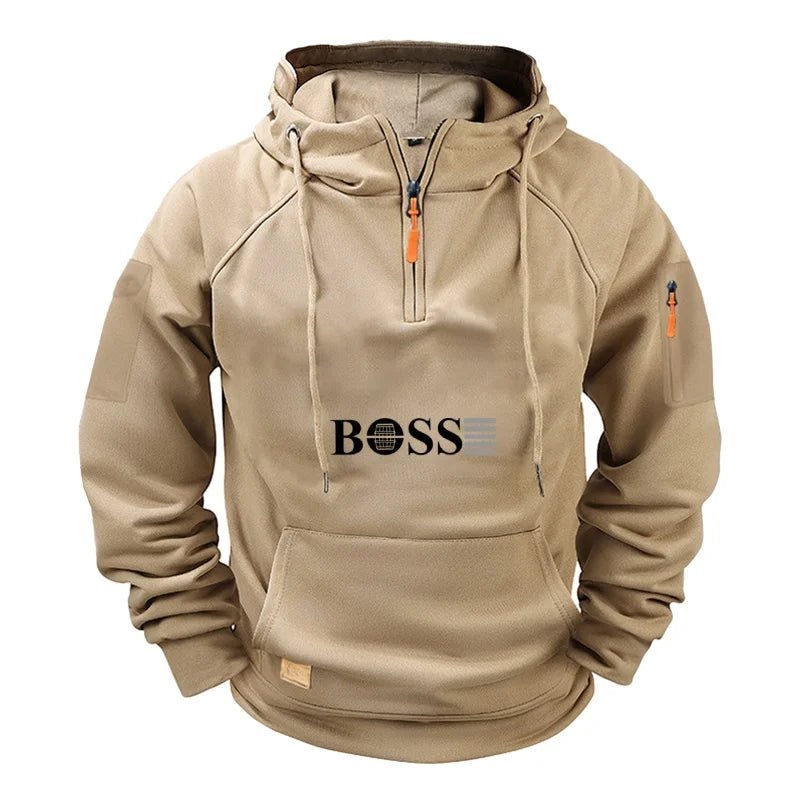 Men's fashionable collar sports long - sleeved sweatshirt, fitness sweatshirt, casual loose sweatshirt, men's pullover - Clothesfassion.store
