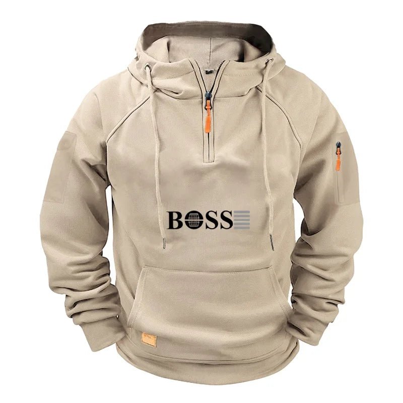 Men's fashionable collar sports long - sleeved sweatshirt, fitness sweatshirt, casual loose sweatshirt, men's pullover - Clothesfassion.store