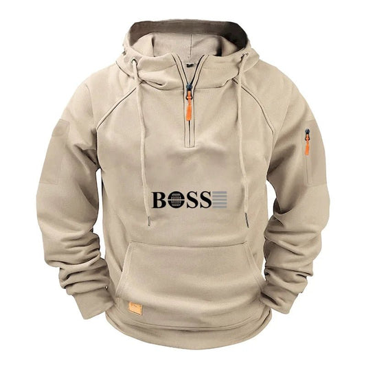Men's fashionable collar sports long - sleeved sweatshirt, fitness sweatshirt, casual loose sweatshirt, men's pullover - Clothesfassion.store