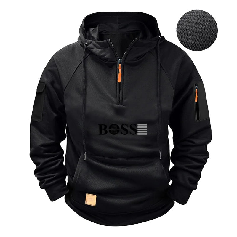 Men's fashionable collar sports long - sleeved sweatshirt, fitness sweatshirt, casual loose sweatshirt, men's pullover - Clothesfassion.store