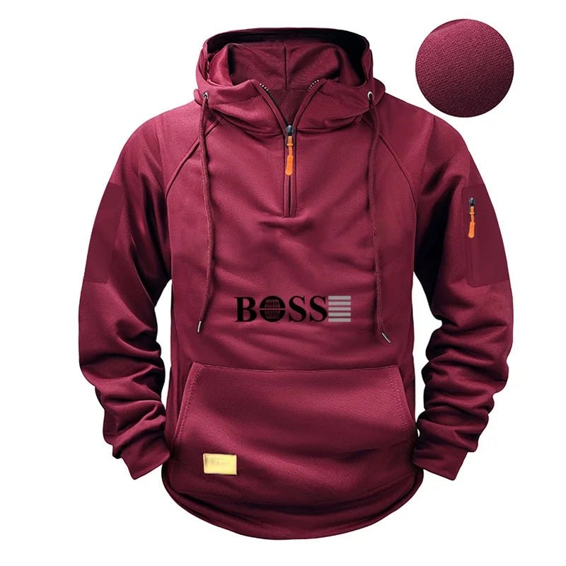 Men's fashionable collar sports long - sleeved sweatshirt, fitness sweatshirt, casual loose sweatshirt, men's pullover - Clothesfassion.store