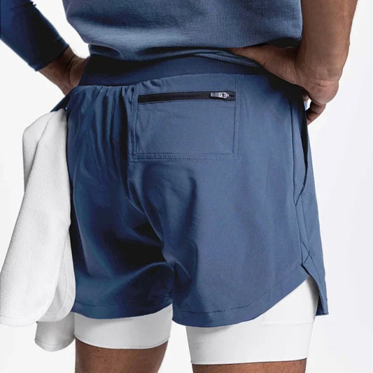 Mens Gyms Fitness 2 in 1 Quick Dry Shorts Summer Running Bodybuilding Jogging Casual Short Pants Workout Male Basketball Bottoms - Clothesfassion.store