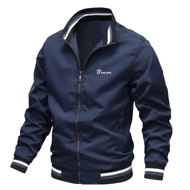 Men's Lightweight Jacket Casual Jacket Breathable Formal Home Spring Fall Stripe Fashion Classic Stand Collar Regular Jacket - Clothesfassion.store