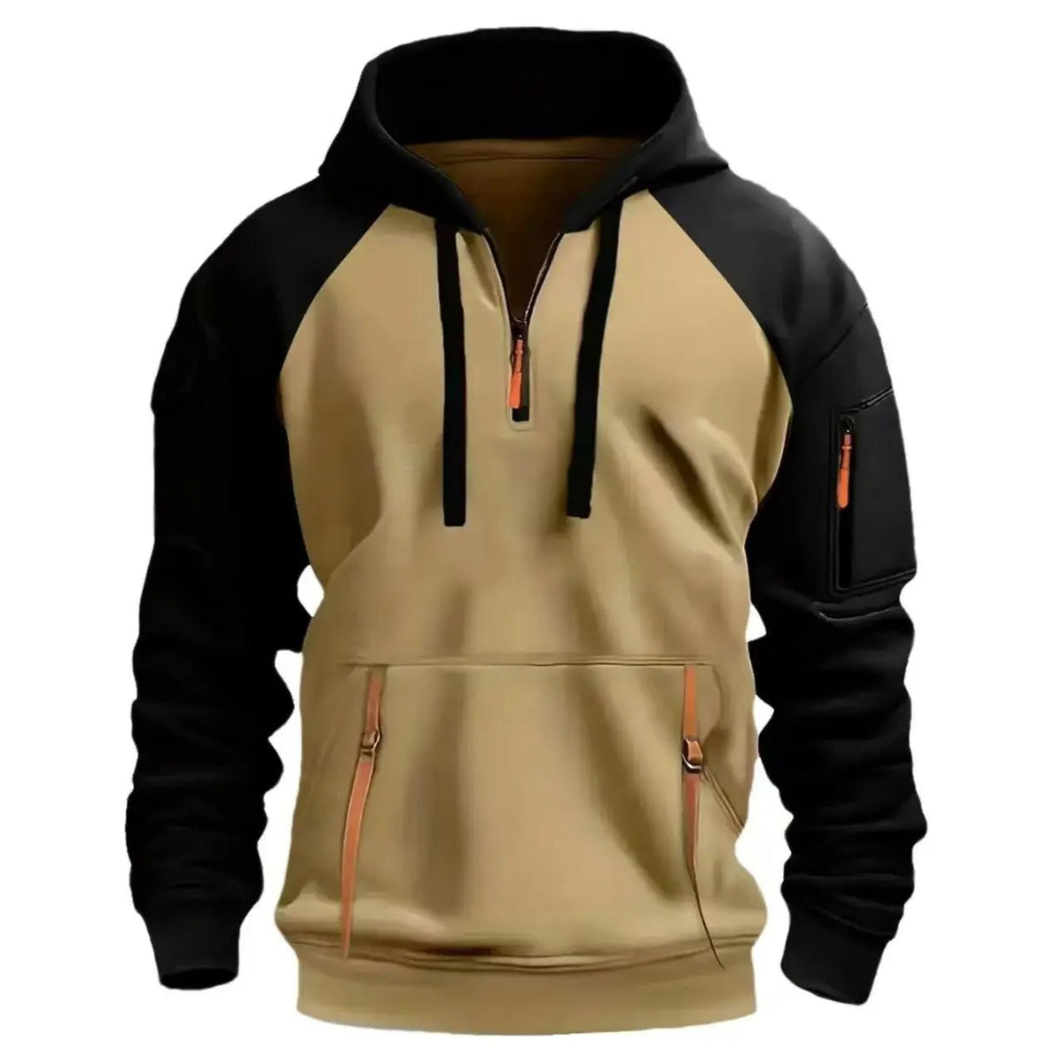 Men's Spring Autumn Sweatshirt Sweatshirt Sweatshirt Zipper Multi - Pocket Pullover Raglan Sleeve Sports Casual Fleece Sweatshirt - Clothesfassion.store
